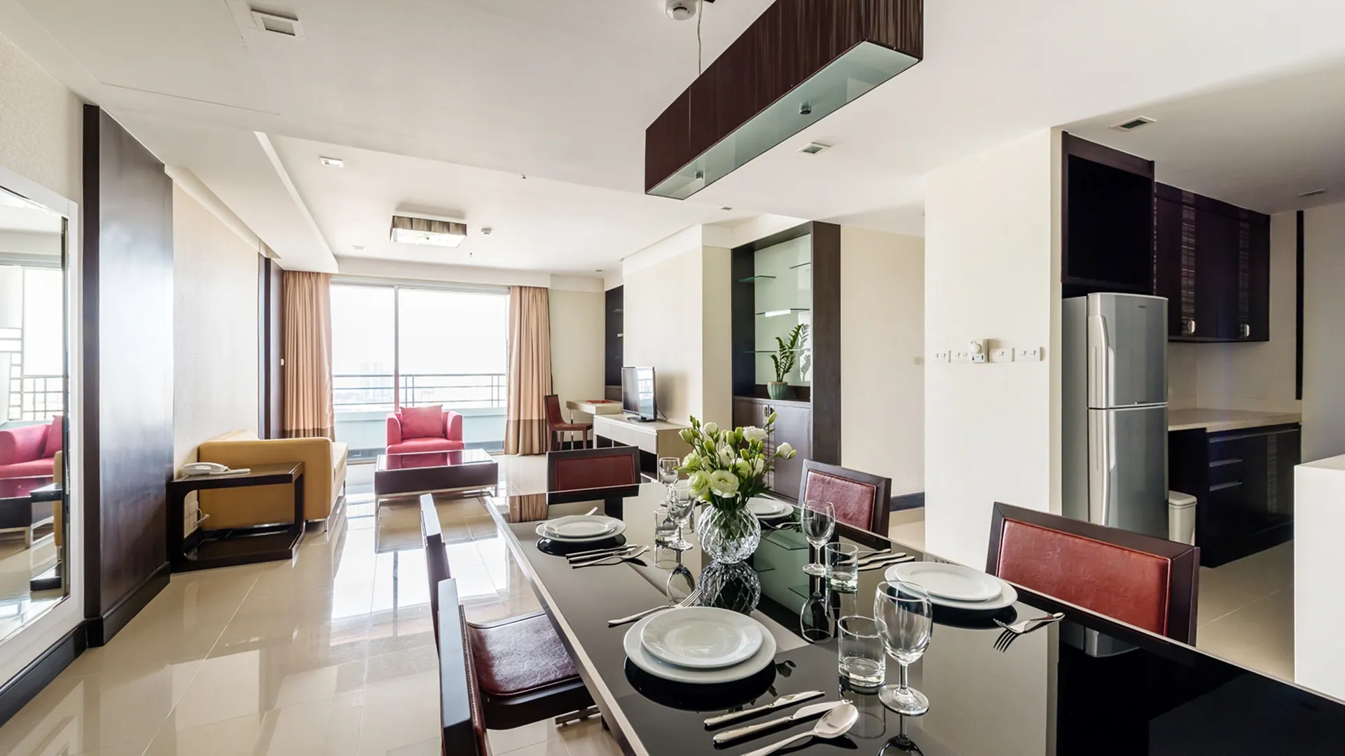 2 Bedroom Suite Bangkok 5-star Family Hotel near bts bedroom interior.