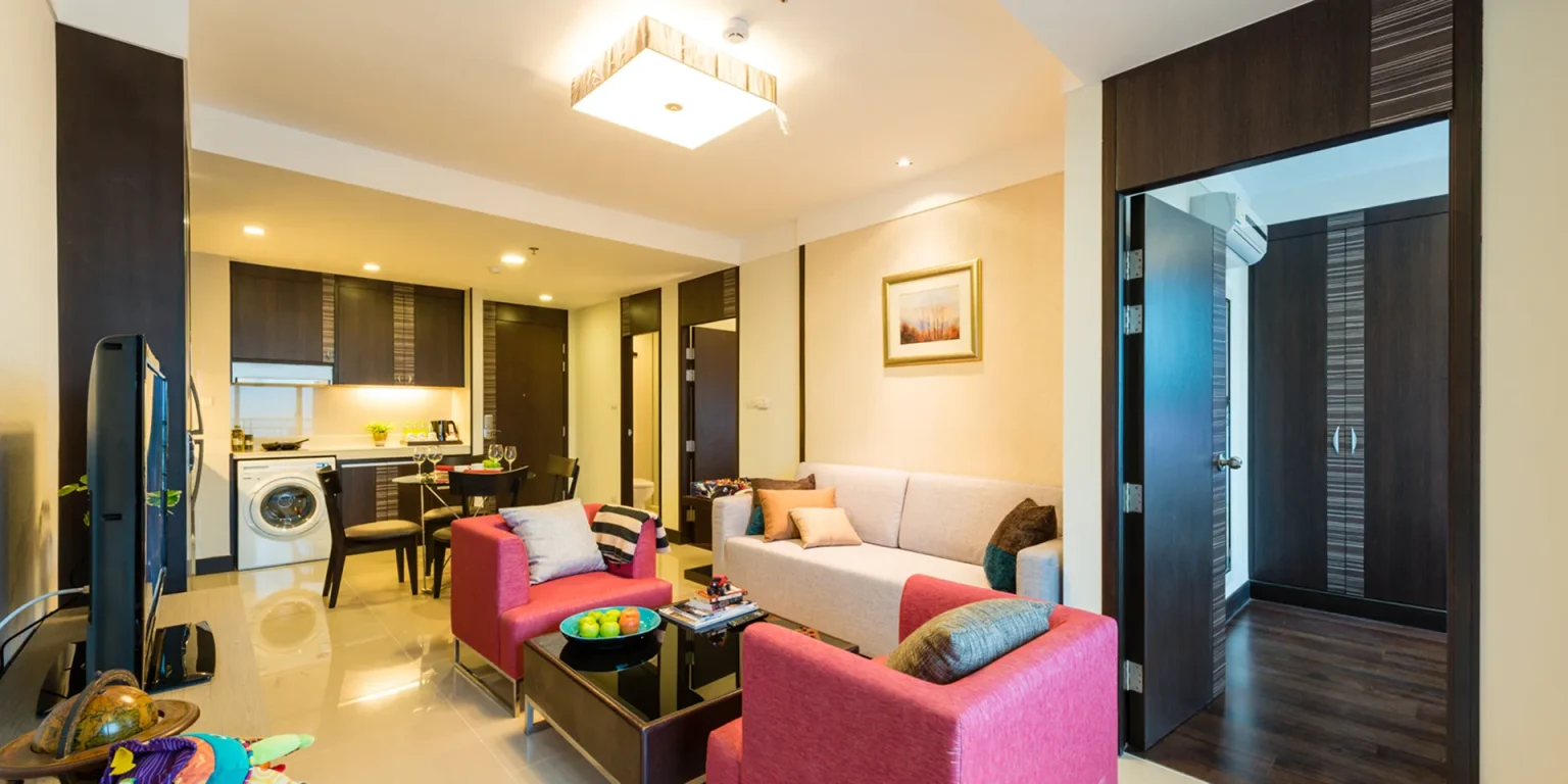 Family room hotel Bangkok with kitchen 5-star bedroom interior.
