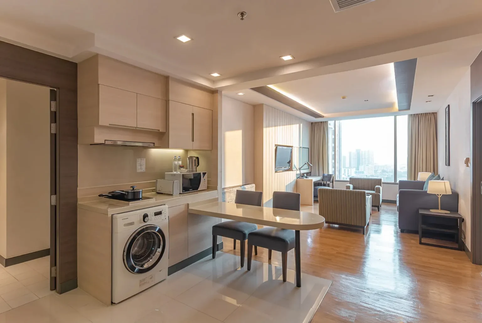 Hotel room with washing machine near BTS Phra Khanong Bangkok