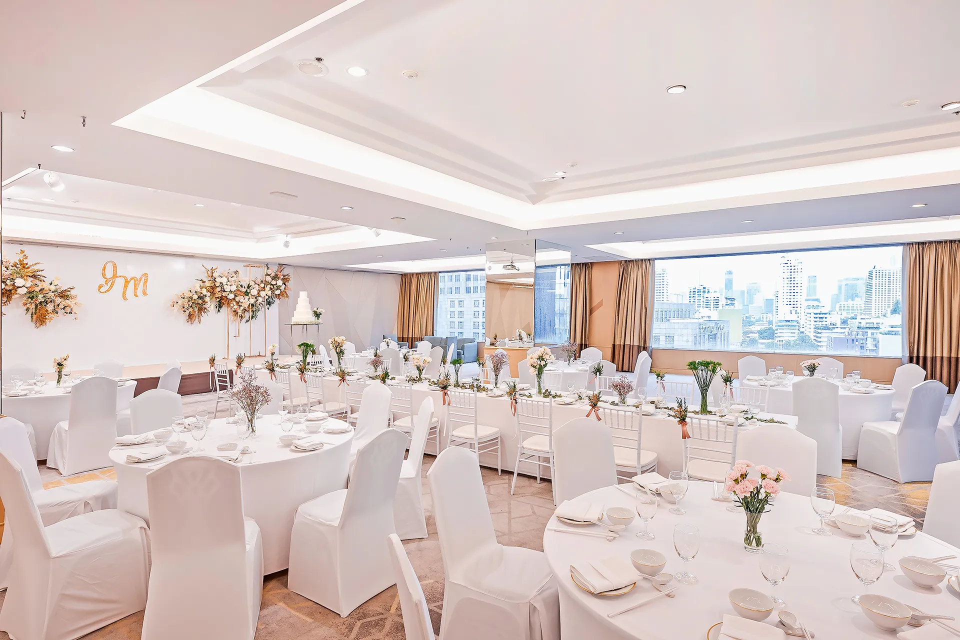 A wedding ceremony setup at a wedding venue Bangkok Sukhumvit near MRT BTS.