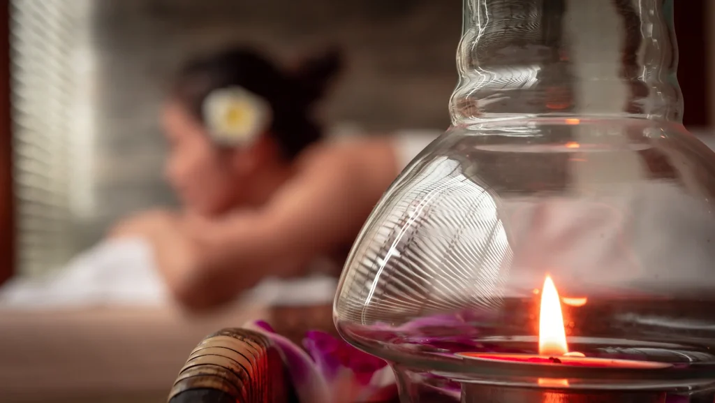 A relaxation lounge at a wellness hotel Phra Khanong.