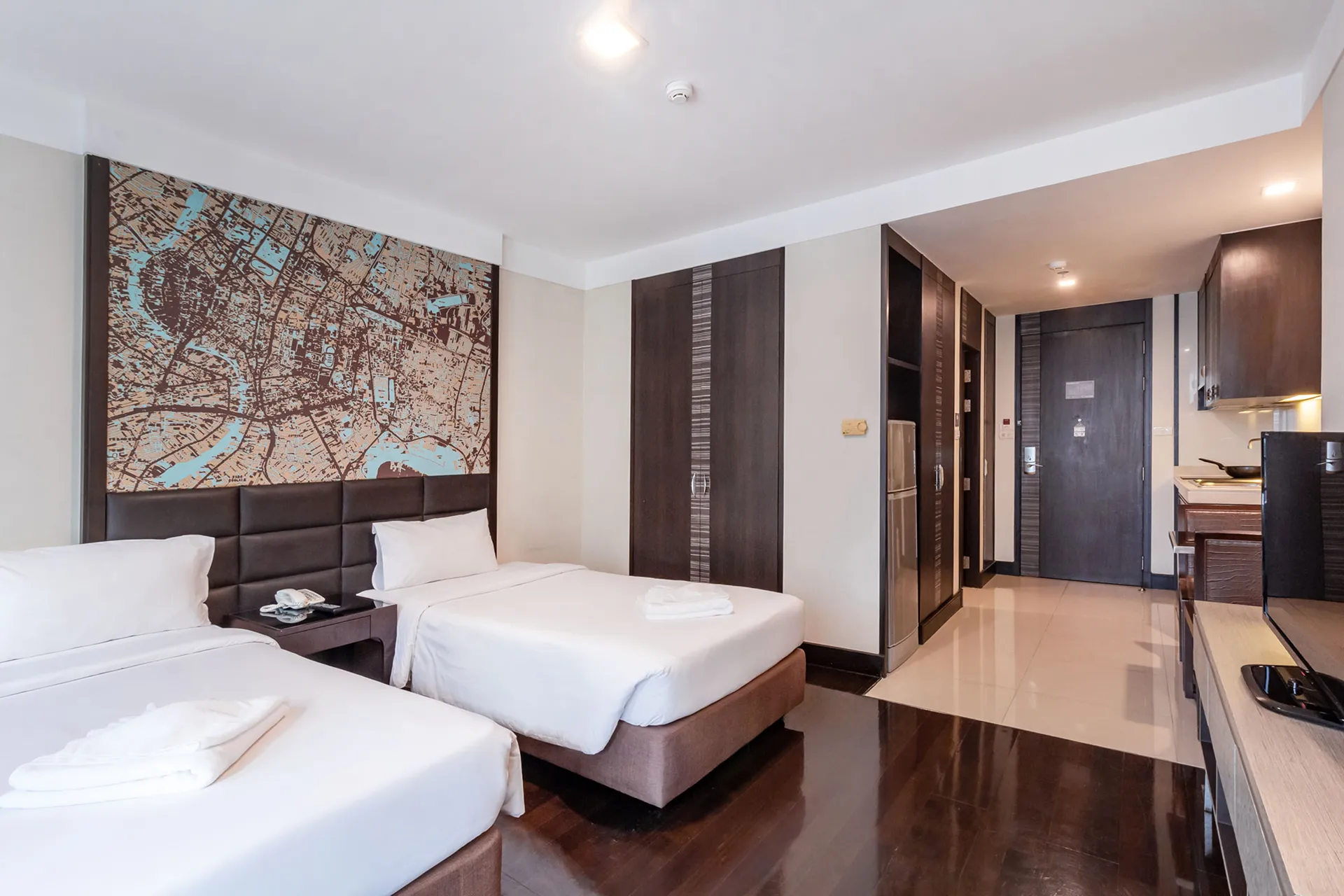 Deluxe hotel room interior in Phra Khanong Bangkok with modern design
