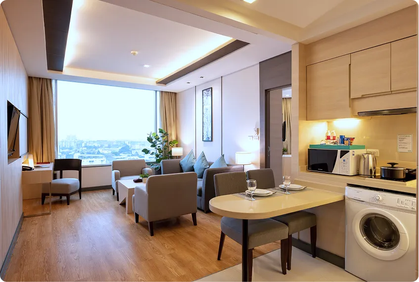 Spacious serviced apartment in Bangkok with a comfortable living area